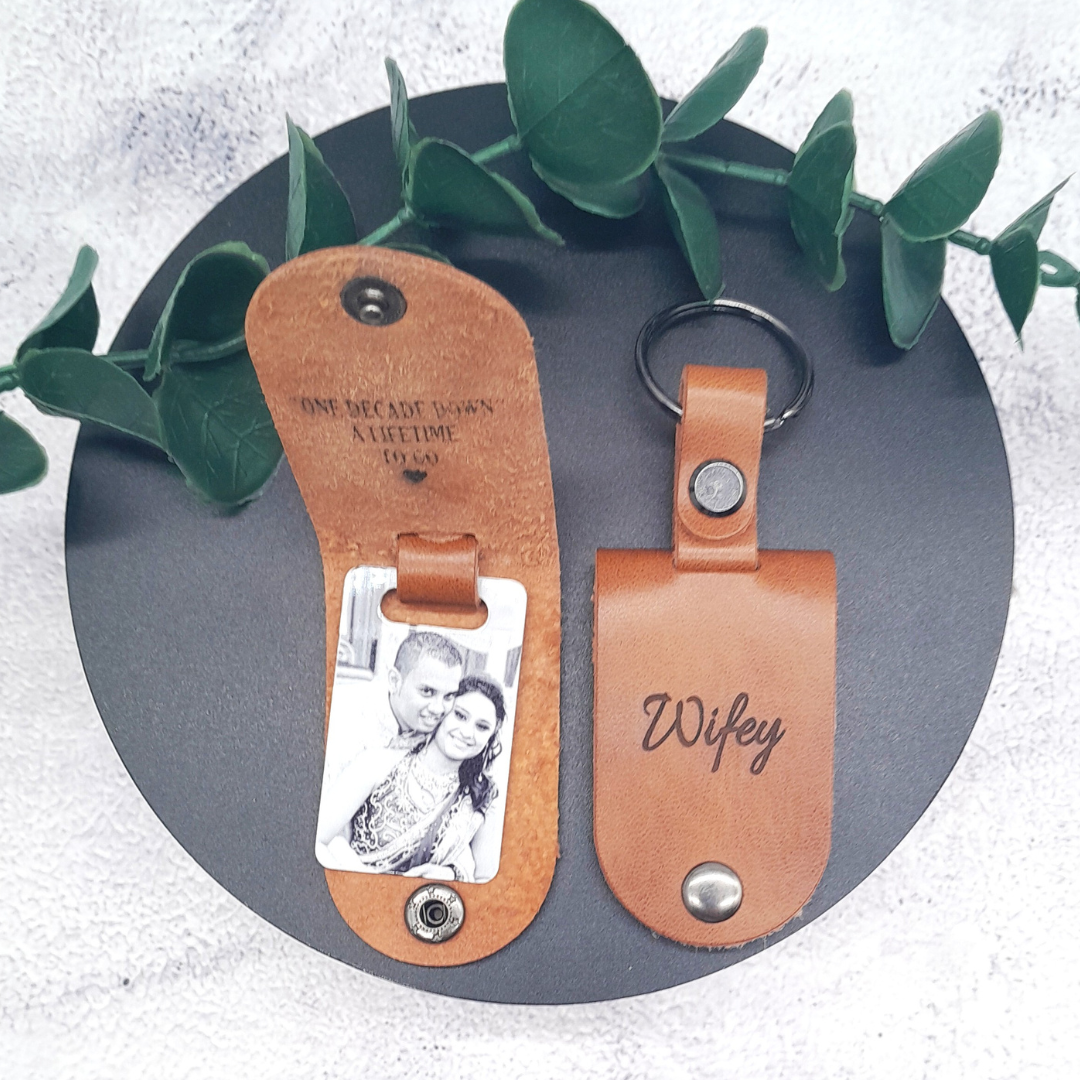 Personalised Photo Leather Keyring