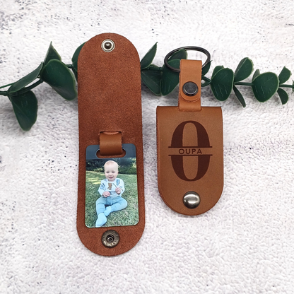 Personalised Photo Leather Keyring