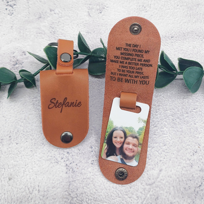 Personalised Photo Leather Keyring