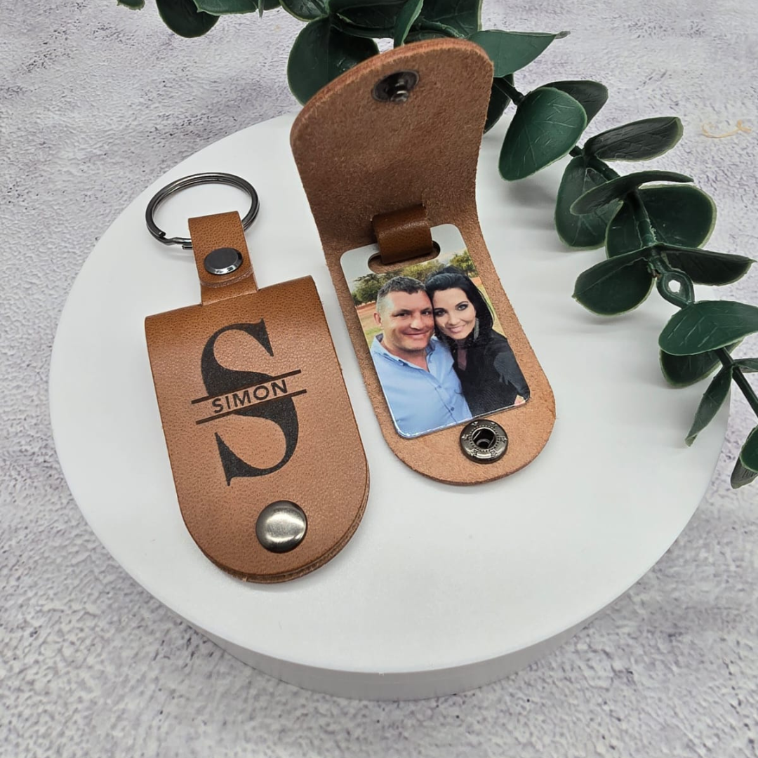 Personalised Photo Leather Keyring