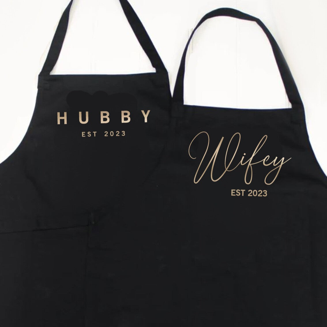 Personalised Couples Hubby & Wifey Apron Set