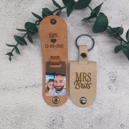 Personalised Photo Leather Keyring