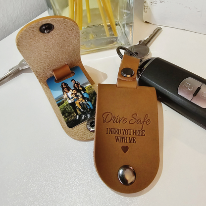 Personalised Photo Leather Keyring