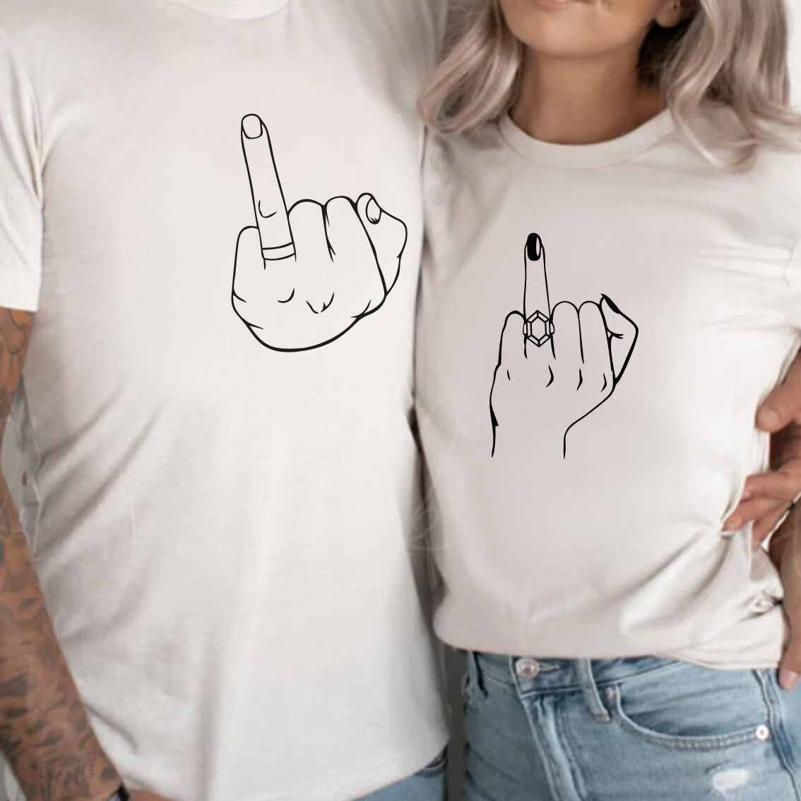 Personalised Wedding Hubby & Wifey Couple T-shirt Set